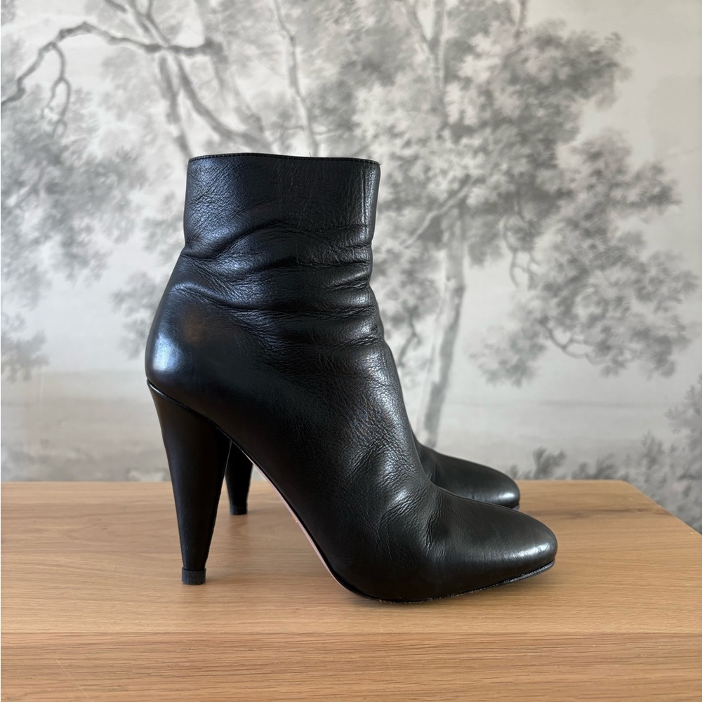 Prada Black Leather Heeled Boots